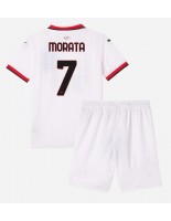 AC Milan Alvaro Morata #7 Vieraspaita Lasten 2024-25 Lyhythihainen (+ shortsit)